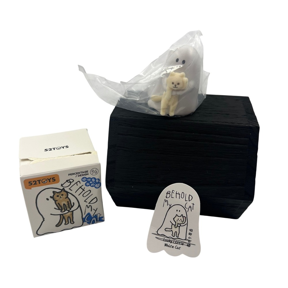 52TOYS Behold My Cat Lucky Little White Cat Ghost Figure Blind Box Art Toy